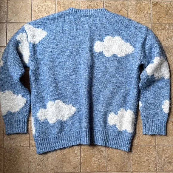 Anthropologie Little Lies Cassie Cloud Sweater Blue Gray Marled Crewneck RARE - Picture 4 of 16